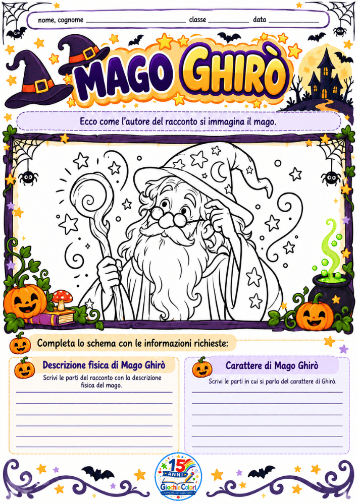 Mago Ghirò da colorare e descrivere